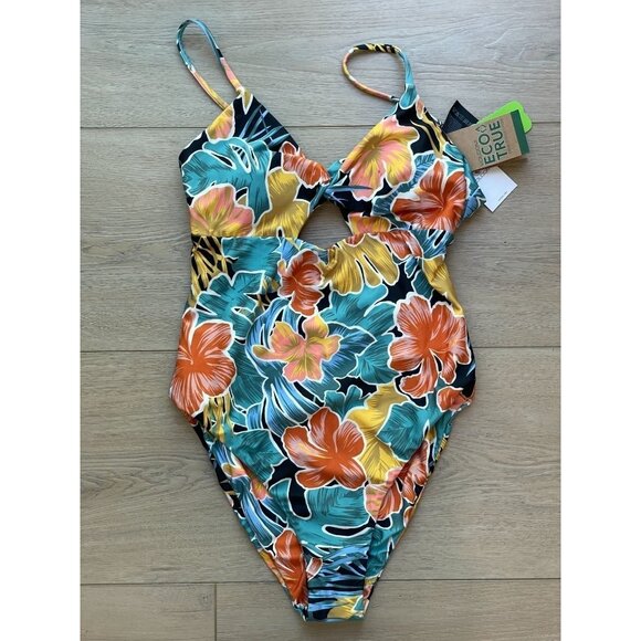NEW $105 Volcom Womens Small One Piece Tropical Floral Take It Easy Swimsuit - Picture 2 of 11